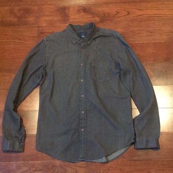 zara mens black denim shirt 